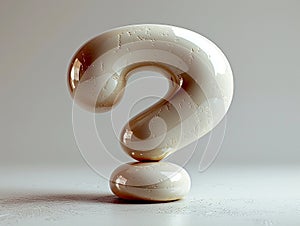 Textured stone 3D question mark on a light background