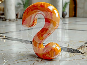 Textured stone 3D question mark on a light background