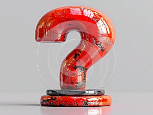 Textured stone 3D question mark on a light background