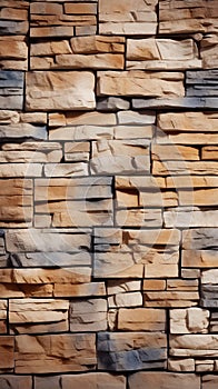 Textured stone wall brick background adorned with a seamless sandstone facade pattern