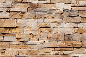 Textured stone wall brick with a seamless pattern of sandstone facade.