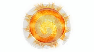 Textured Sun Illustration With Warmcore Flames On White Background photo