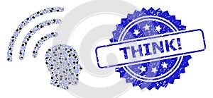 Textured Think! Stamp and Fractal Telepathy Waves Icon Mosaic