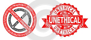 Textured Unethical Stamp Seal and Hatched Forbidden Ban Icon