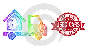 Textured Used Cars Seal and Rainbow Linear House Trailer