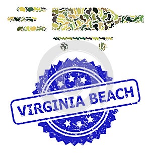 Textured Virginia Beach Seal and Military Camouflage Collage of Rolling Wine Delivery