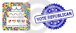 Textured Vote Republican Stamp Seal and Colored Mosaic Marriage Cake