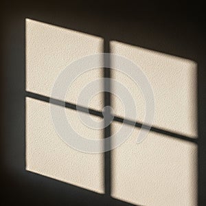 On a textured wall creating a grid like shadow pattern resembling a