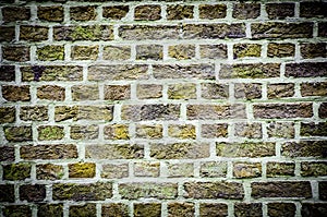 Textured wall of dark bricks, detailed background