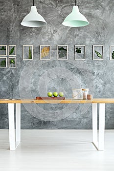 Textured wall in dining room