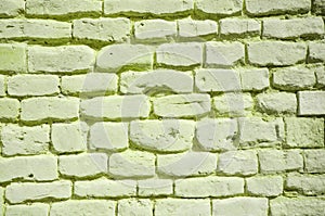 Textured wall of green bricks, detailed background