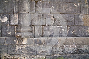 Textured wall made of ancient stones, Volubilis, Morocco