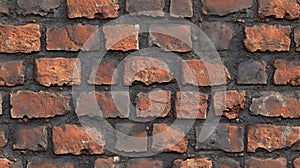 A textured wall of red and dark brown bricks