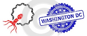 Textured Washington DC Seal and Square Dot Collage Virus Penetrating Cell