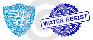 Textured Water Resist Seal and Recursion Frost Protection Icon Composition