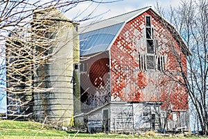 Textured, Weathered Red Barn Deteriorating