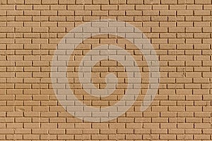 Textured weathered  tan color brick wall background in running bond brickwork pattern with mild weathering