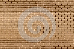 Textured weathered  tan color brick wall background in running bond brickwork pattern with mild weathering photo