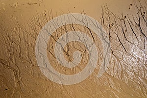 Textured wet sand aerial shot