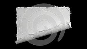 Textured white rectangular object on black background