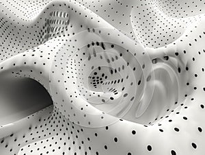 Abstract white surface displaying intricate black repetitive patterns