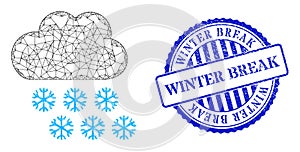 Textured Winter Break Stamp Seal and Hatched Snow Weather Mesh