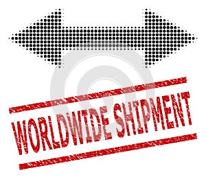 Textured Worldwide Shipment Stamp and Halftone Dotted Horizontal Flip