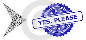 Textured Yes, Please Seal and Recursion Right Direction Icon Mosaic