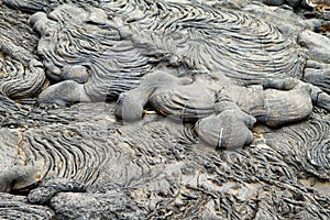 Textures of black lava (pahoehoe) in Santiago island