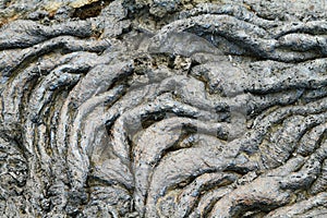 Textures of black lava (pahoehoe) in Santiago island