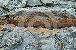 Textures of black lava (pahoehoe) in Santiago island