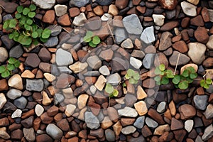 Textures blend as pebble stones meet rough bricks in harmony