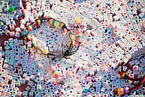 Textures of colorful plastic bracelet