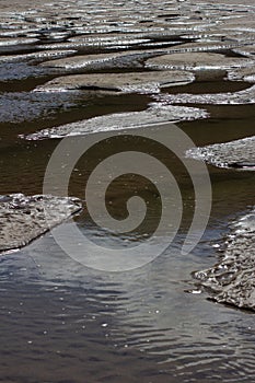 Textures made by running water on a beach