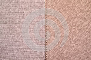 Textures of pink color from fabric and leather