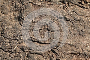 textures showing the formation of stone from ancient cooled lava flow on rock faces in a volcanic area rural Victoria