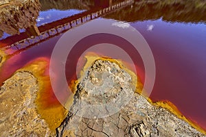 Textures of sulfuric deep red Water of Rio Tinto