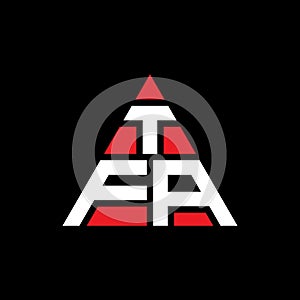 TFA triangle letter logo design with triangle shape. TFA triangle logo design monogram. TFA triangle vector logo template with red