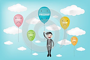TGIF happy friday displayed in ballon concept (vector style eps1 photo