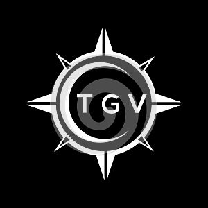 TGV abstract technology logo design on Black background. TGV creative initials letter logo concept