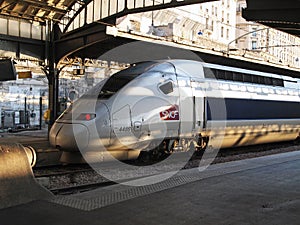 TGV Very fast Train, Gare de l`Est, Paris, France