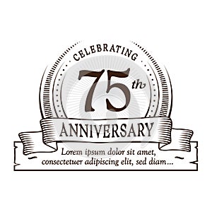 75th anniversary design template. 75 years logo. Seventy-five years vector and illustration.