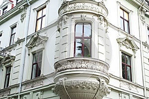 19th ancient white house Neobaroque style in Lviv, Ukraine photo