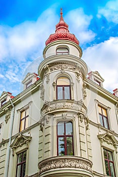 19th ancient white house Neobaroque style in Lviv, Ukraine photo