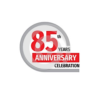 85th anniversary celebration badge logo design. Eighty five years banner poster. photo