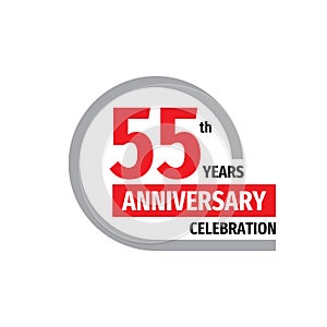 55th anniversary celebration badge logo design. Fifty five years banner poster. photo