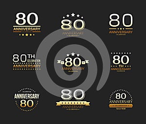 80th anniversary celebration logo set. 80 year jubilee banner. photo