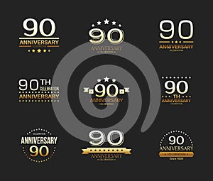 90th anniversary celebration logo set. 90 year jubilee banner. photo