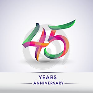 45th anniversary celebration logotype green and red colored. ten years birthday logo on white background