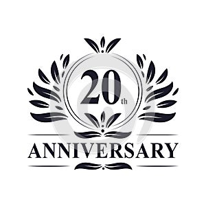 20th Anniversary celebration, luxurious 20 years Anniversary logo design photo